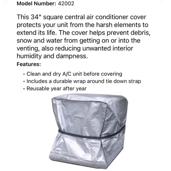 NEW Central AC Cover Square Air Conditioner 34"W x 34"D x 30"H Outdoor Silver - Picture 5 of 15